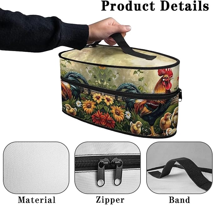 Rooster Iron Case Storage Fits Traveling Outing,Sunflower Waterproof & Dustproof Iron Storage Holder Zippered Steam Iron Carrying Case Universal for Most Iron