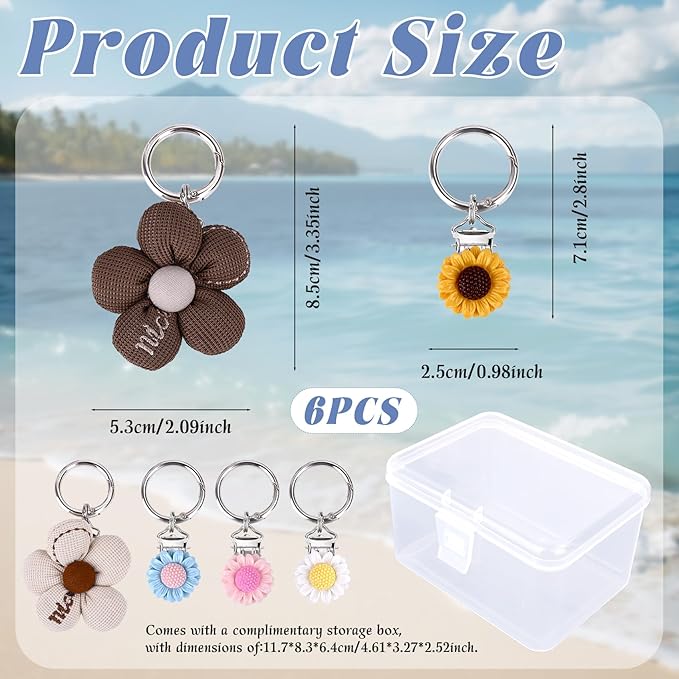 6 Pcs Flower Hat Clips for Travel on Bag Non-Magnetic Secure Hat Holder with PE Pad Waterproof Resin & Fabric Cute Travel Accessories for Women Backpack Luggage Beach