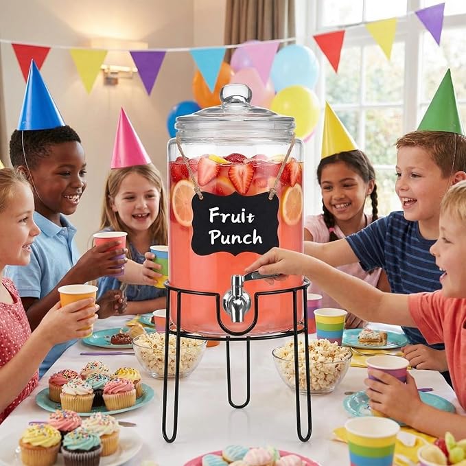 1 Gallon Drink Dispenser with Stand, Drink Dispensers for Parties, Christmas, Beverage Dispenser with 100% Leakproof Spigot, Ideal for Lemonade, Juice, Water, Laundry Detergent Dispenser