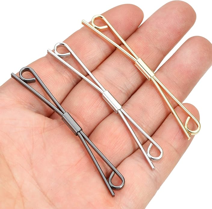 3PCS Shirt Collar Clips Necktie Tie Clips Clip-on Collar Bars Gold Silver Black Metal Cravat Clips Collar Pin Accessories for Men