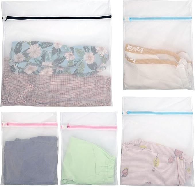 Casaphoria 5Pcs Bra Laundry Bags for Washing Machine, Large Travel Lingerie Laundry Bags for Dirty Clothes, Underwear Mesh Wash Bags for Delicates