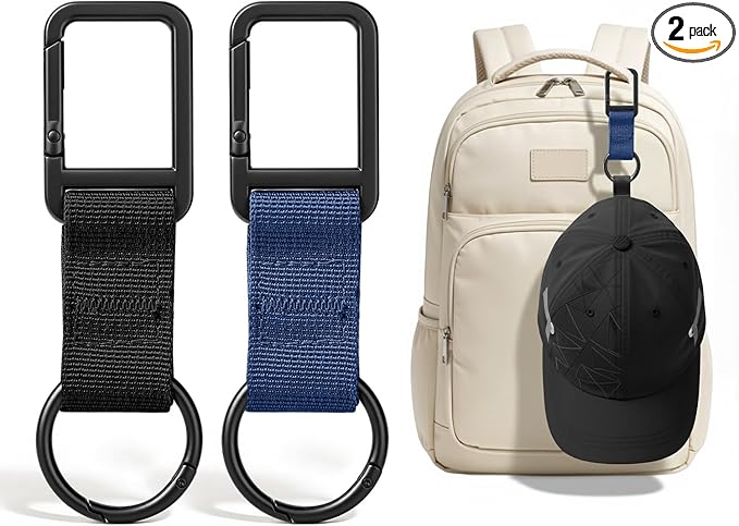 Niveaya Hat Clip for Travel - 2PCS, Stylish Hat Clip for Baseball Cap & Snapback Trucker Ponytail Hat, Sturdy Carabiner with Double Lock for Backpack Luggage Bag, Outdoor Vacation Cruise Essentials