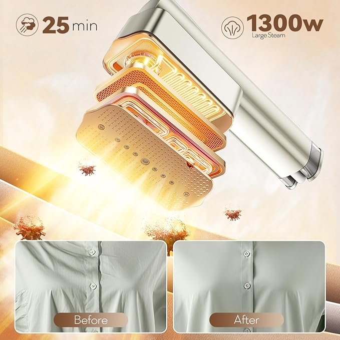 HAPAIS Steamer for Clothes,2-in-1 Clothes Steamer Handheld with 200ml Large Capacity,25 Min Continuous Use,4 Modes 1300W Travel Steamers with Storage Bag for Travel/Home