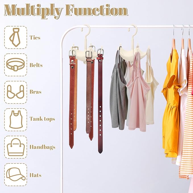 White Umbrella Hook Hanger - 2Pcs Christmas Gift Key Belt Bra Hanger Holder Stackable Closet Organizer for Bag Purse Scarves Hat, 360° Rotating Space Saving Hooks for Home Kitchen Bathroom