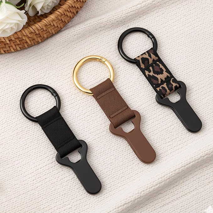 Niveaya Hat Clip for Travel on Bag - 3 Pack, Vacation Beach Cruise Essentials Accessory for Travel Handbag Backpack Luggage, Securely Hold to Keep Hat Shaped, Hands-Free, Black+Brown+Leopard