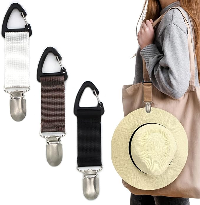 DRESHOW Elastic Hat Clip for Travel - Hat Holder for Bags Luggage Backpack, Outdoor Travel Accessory Travel Hat Clip