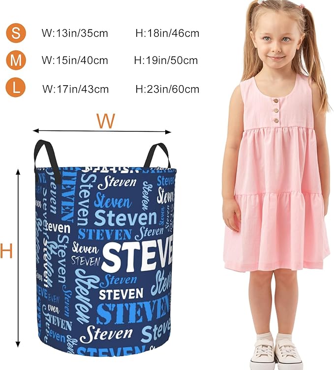 Custom Name Laundry Basket, Personalized Collapsible Laundry Hamper with Name for Bathroom Bedrooms, Customized Dirty Clothes Hamper Storage Basket Gifts for Kids Boys Girls Baby Men Women