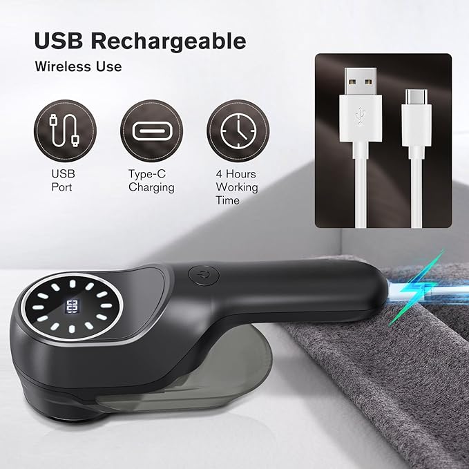 Fabric Shaver, Lint Remover, Lint Shaver with 2 Speeds 3 Replaceable Blades, Sweater Shaver, Clothes Shaver, Fabric Pilling Remover, Fabric Shaver for Furniture, Electric Lint Remover for Clothes