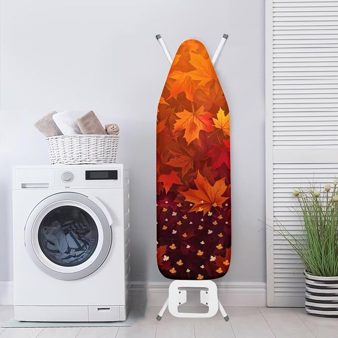 GLENLCWE Orange Ironing Board Cover with Hook and Loop, Thanksgiving Thick Ironing Board Cover Protector Extra Wide Ironing Cover Accessories,54x15 inches