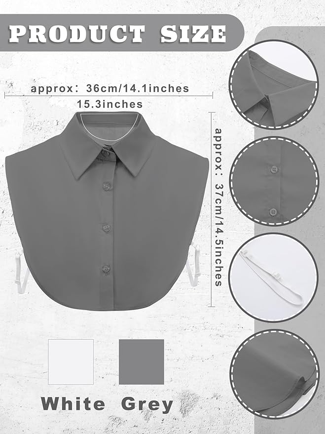 Tatuo 2 Pieces Fake Collar Detachable Collar for Women Shirts Dickey Half False Blouse Dickey