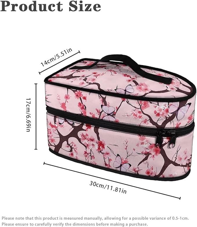 Rchsmod Cherry Blossom Butterfly Print Steam Iron Case Travel Iron Holder Bag Steamer Organizer Carrying Case Iron Accessories, Case Only