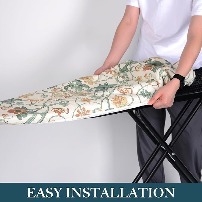 Premium Ironing Board Cover and Pad – Reflective Heat Technology, Heavy-Duty Fabric – Scorch & Stain-Resistant Padding (15″X54″)