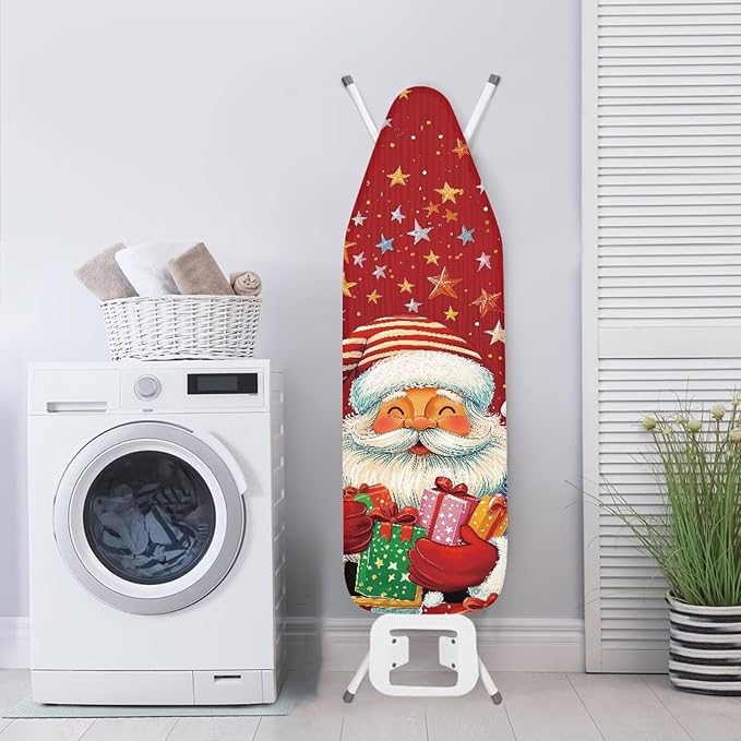 Santa Claus Ironing Board Cover for Standard Boards, Gifts Ironing Board Cover with Hook AMD Loop Easy Installation