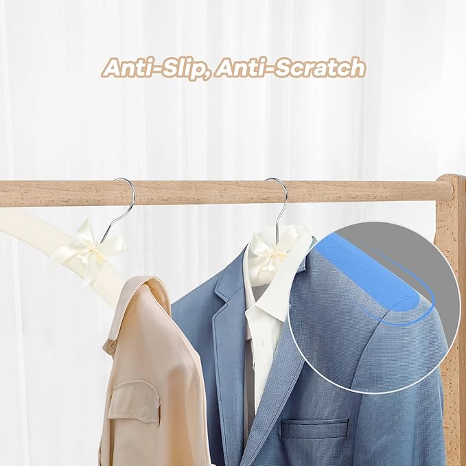 Padded Clothing Hangers - Premium Fabric Hangers for Coat, Sweater, Wedding Dress, Bride, Closet - Upgraded Heavy Duty Sweater Clothes Hanger - Pack of 10