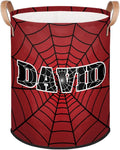 Spider Wed Personalized-Laundry-Hamper-Basket for Kids Custom Name Collapsible Storage Organizer Bin Dirty Clothes Toys Hamper for Boys Nursery in Laundry, Bedroom, Bathroom Red Blue