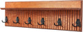 Rustic Wall Mounted Coat Rack with Shelf Wooden Entryway Organizer with 5 Metal Hooks for Coats Hats Towels Keys Floating Storage Shelf for Bathroom Bedroom (Mango Oxide, 32 inch Striped (4 Hooks))