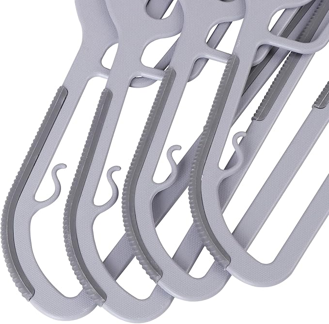Nouva Heavy Duty Plastic Clothes Hangers 50 Pack - Non-Slip Design 0.24 Inches Thick,360° Swivel Hook Space Saving Organizer Coat Hanger for Bedroom Closet,Shirts,Pants,Grey