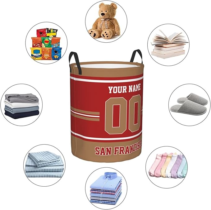 Custom San Francisco Laundry Hamper Personalized Laundry Basket Customized Name And Number Collapsible Storage Basket for Bedroom Bathroom Living Room Gifts