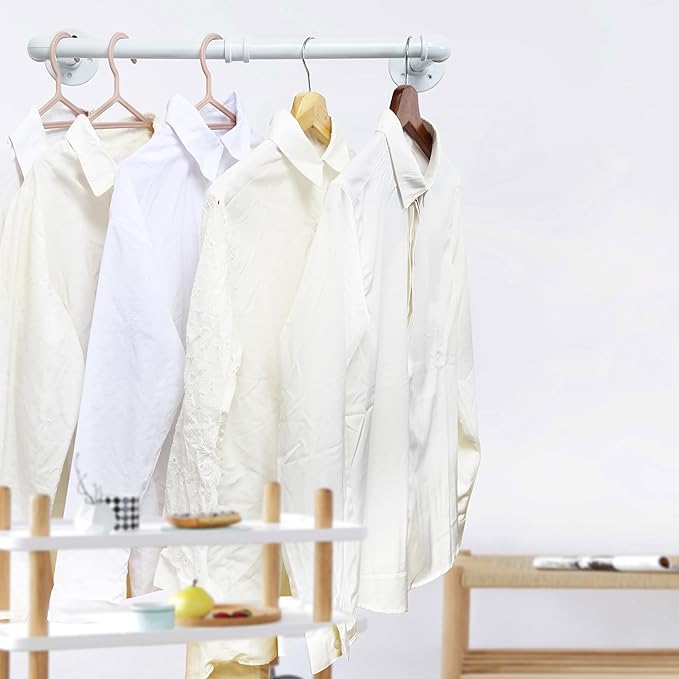 WEBI Clothing Rack Wall Mount White,24" Industrial Pipe Clothes Rack for Hanging Clothes,Heavy Duty Iron Garment Rack Bar,Retail Display Clothes Rod for Closet,Laundry Room
