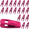 Hordion 20Pcs Pink Velvet Hangers Clips, Strong Finger Flocked Clips Felt Velvet Clip for Pants Skirt Thin Felt Hangers (Hot Pink)
