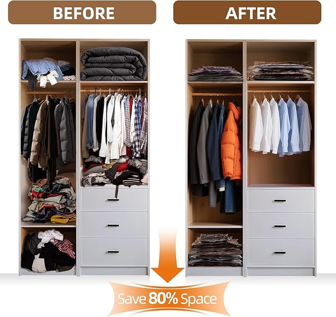 Travel Vacuum Storage Bags,9 Pack Carry-On Size Compression Packing Bags for Luggage and Suitcase, Space Saver for Clothes and Clothing Travel 80% Space Saver.