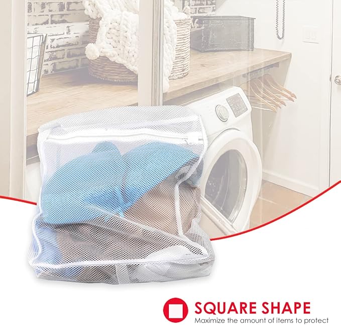 Laundry Bag For Washing Machine, (White), By Home Basics | Lingerie Mesh Laundry Bag With Zipper | Washer Bags For Laundry and Travel
