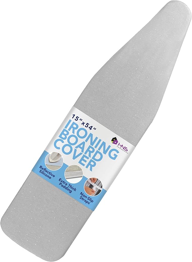 HOLDN’ STORAGE Ironing Board Cover - Silicone-Coated, Scorch-Resistant 15 x 54 Padding with Hook & Loop Straps, Cover Fits All Standard Sizes - Grey