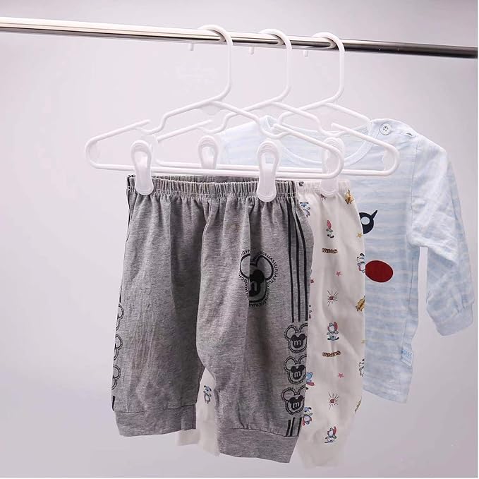 60 Pack Plastic Hanger Clips for Hangers, Multi-Purpose Baby Clothing Clips to Fit Standard Hangers, Finger Clip for Pants Shorts, Socks, Hats, Food Chip Bags, Notes