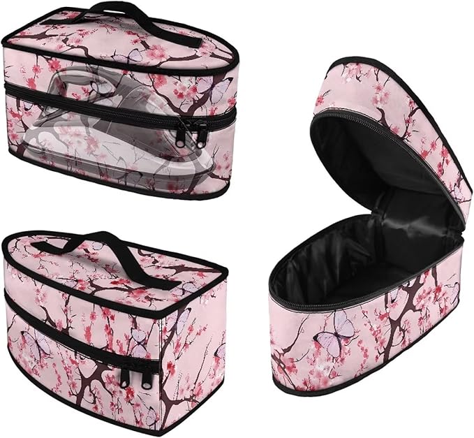 Rchsmod Cherry Blossom Butterfly Print Steam Iron Case Travel Iron Holder Bag Steamer Organizer Carrying Case Iron Accessories, Case Only