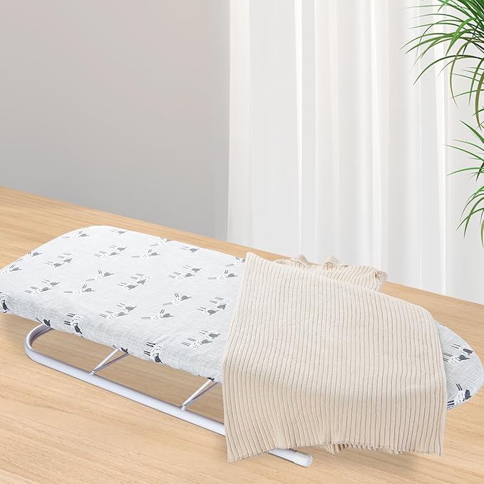 Seiritex Table Top Ironing Board Cover 12 x 32 inch, 3 Layers Small Iron Board Cover, Heat Reflective Thick Padding with Elasticized Edges (Gray Sheep)