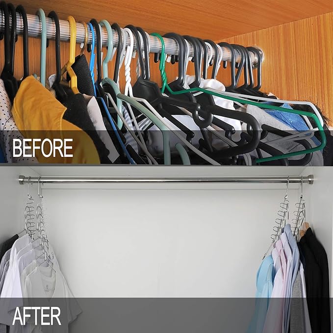 Meetu Magic Cloth Hanger Space Saving Hangers Metal Closet Organizer for Wardrobe Organization (Pack of 4)