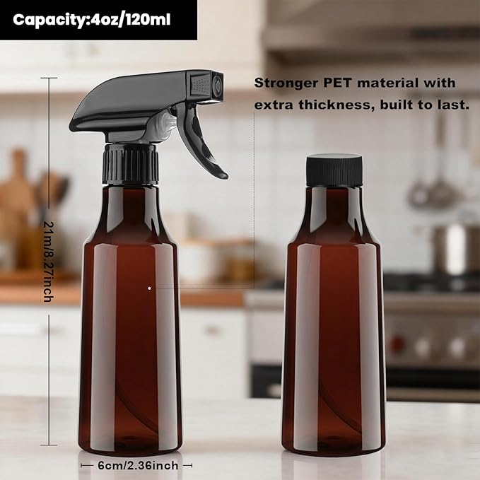 Spray Bottles 12oz/350ml Empty Spray Bottle for Hair Plastic Mist/Stream Spraying Heavy Duty Spray Bottles for Cleaning Solutions, Plants 2 Pack (Brown2pcs)