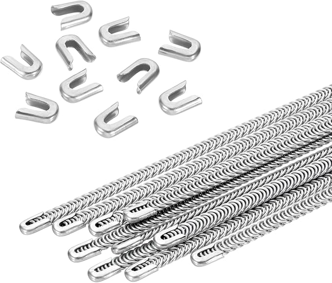 PATIKIL 10 Pcs 12 Inch 304 Stainless Steel Metal Steel Spiral Corset Boning, Metal Boning with 10pcs 5mm Boning Tips for Sewing Corset, Making Costume,Hoop Skirt, Collar (5mm Wide)