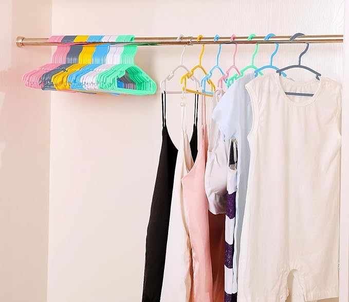 100 Pack Pink Baby Clothes Hangers,Kids Plastic Hangers for Closet,Toddler,Infant,Child,Newborn's Coat Hangers Ideal for Laundry and Nursery's Everyday Standard Use