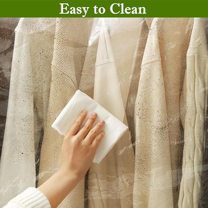 Garment Rack Cover, Clear Garment Bags, Hanging Garment Bags with Zipper, Clothing Rack with Cover that Fits Over Rack (L/71x20x59 inch)