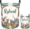 Personalized Baby Boys Laundry Hamper for Nursery, Custom Name Woodland Animals Laundry Baskets for Toddler Kids Adults, Personalized Gift Baby Name Laundry Hamper with Handles