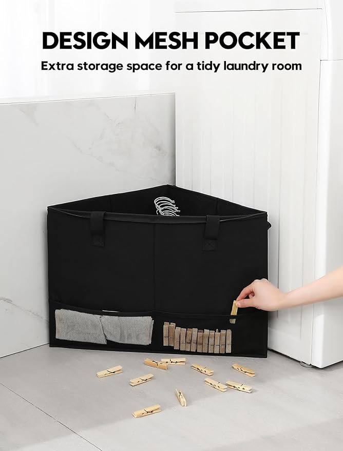 2 Pack Rigid Hanger Organizer, Triangle Storage Bin with Lid, Hanger Holder Stand for Space Saving, Clothes Organizer Stacker for Closet Laundry Rooms