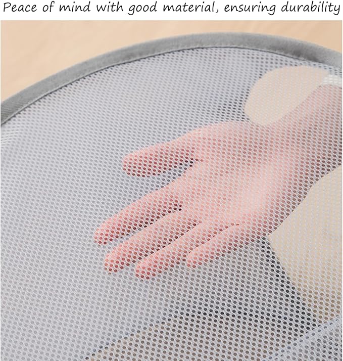 Mesh Laundry Hamper Basket, Sturdy 3 Compartments Laundry Basket, Foldable Pop up Laundry Hamper with Side Pocket for Laundry Room, Bathroom, Kids Room, College Dorm or Travel, Green