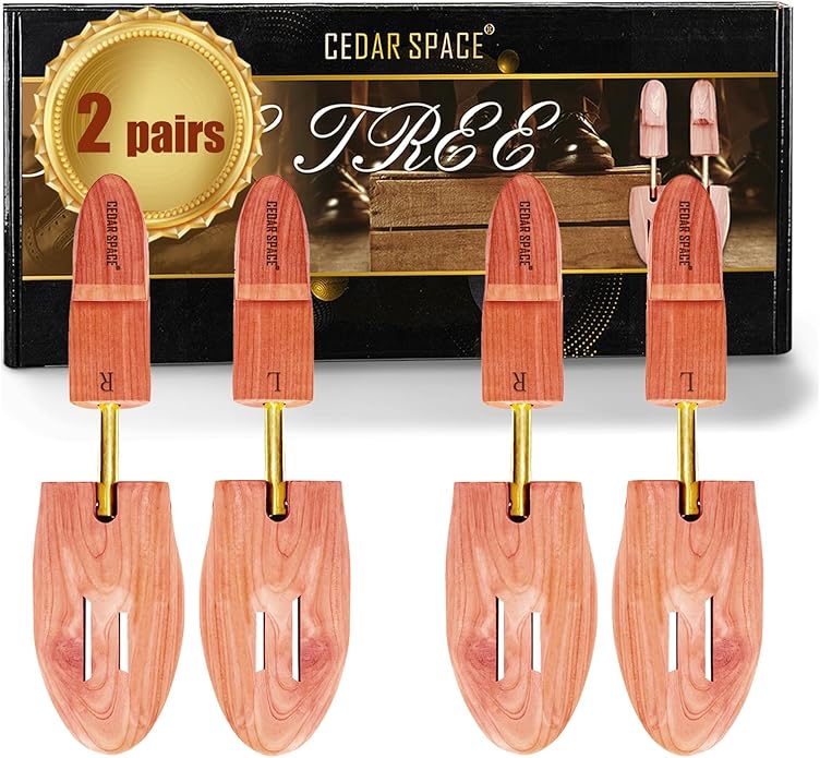 Cedar Space Wooden Shoe Stretcher Tree, 6.5-14 Sizes Cedar Wood Shoe Trees,2/4PC Shoe Stretcher for Men, Sneakers,Boots