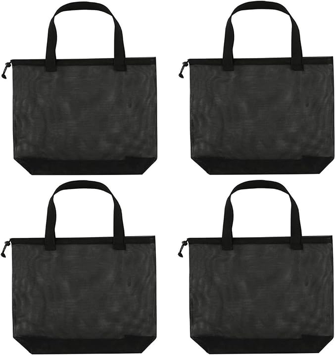 Reusable 4Pack Colorful Mesh Beach Tote Bags,Mesh Shopping Bag With Drawstring For Travel,Toys,Gift Or Laundry … …