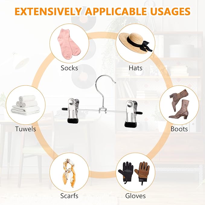 30 PCS Steel Boot Hangers with 2 Adjustable Clips Multifunctional Hangers Travel Portable Hanging Clips Heavy Duty Clothespins Bulk Boot Organizer for Handbags Clothes Laundry Home Socks Hat