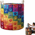 Quilted Laundry Basket, Quilted Laundry Basket with Handles, Boho Fabric Floral Storage, For Bedroom Laundry (#15, 14"L x 14"W x 18"H)