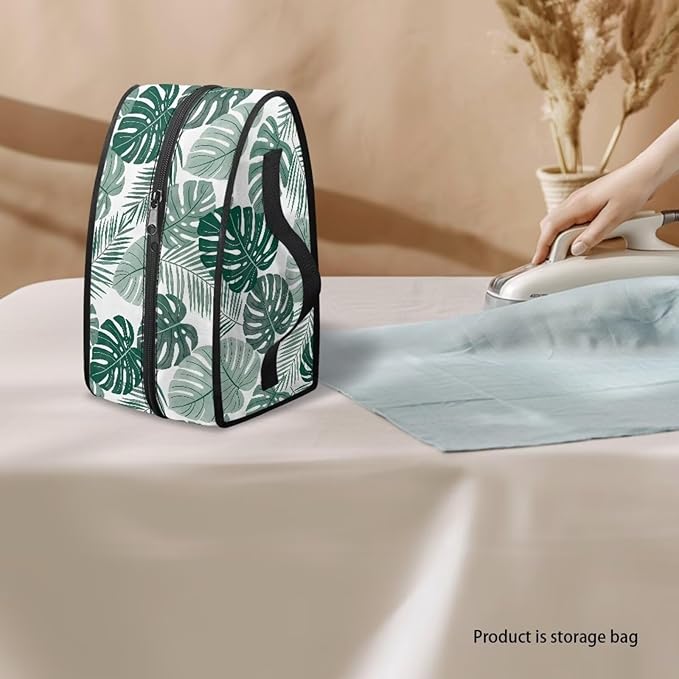 Monstera Leaf Print Steam Iron Case Travel Iron Organizer Handheld Steamer Holder with Handle Waterproof Travel Accessories, Case Only