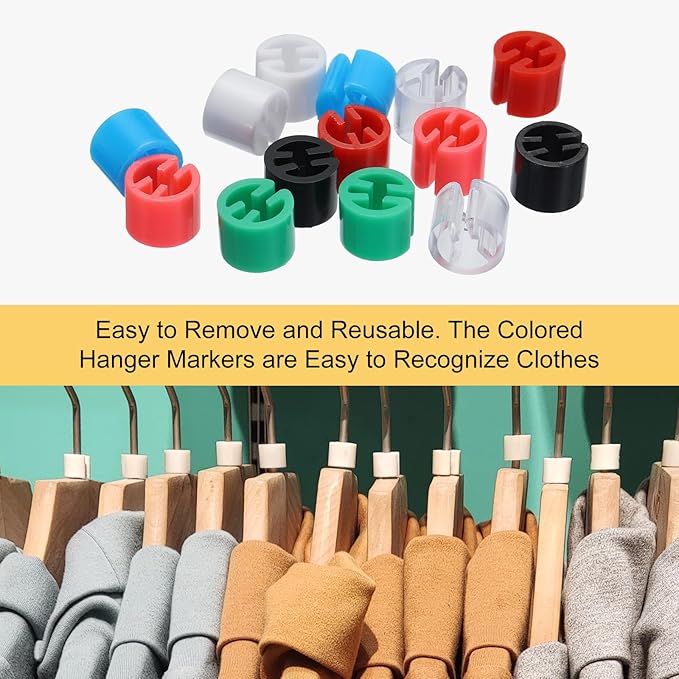 MECCANIXITY Clothes Hanger Markers Blank Tags Fit 3.5mm Rod for Garment Color Coding 8 Color, 200pcs