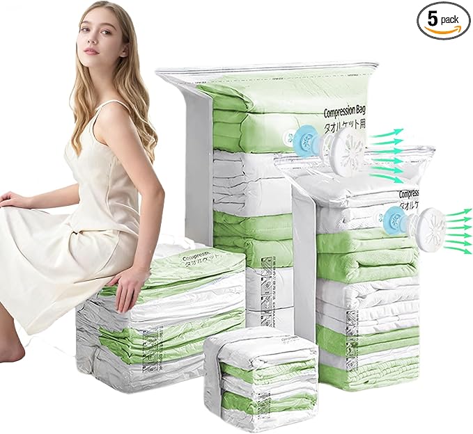 Large Vacuum Seal Bags for Clothing Travel Blankets Bedding,Space Saver Vacuum Storage Bags