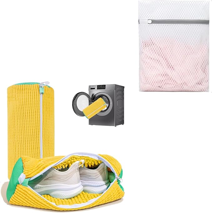 2 Shoe Laundry Bag & 1 Mesh Wash Bag Set – Sneaker Washing Bag for Machine Wash, Delicates Laundry Bags with Zipper for Shoes, Bras, Underwear, Sweaters & Activewear – Durable, Protective, Reusable