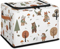 Wolf Bear Hedgehog Storage Baskets - Cute Animal Plants Bin Collapsible Organizer Cube with Zipper Lid, Mushroom Leaves Tree Box with Handles for Home Bedroom Office, 24L