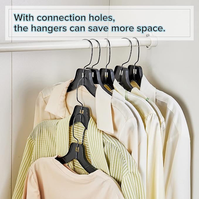 Donext Plastic Hangers with 360 Swivel Metal Hook, Heavy Duty Clothes Hangers, Durable Closet Hangers for Shirt, Coat and Dress (30 Pack, Black)