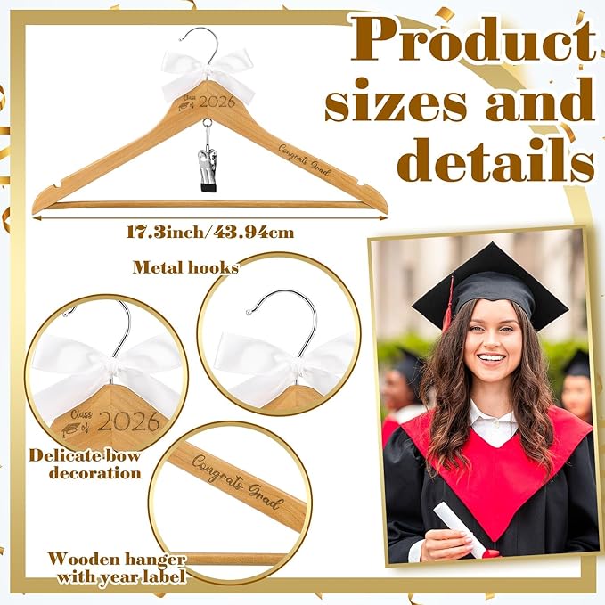 Congrats Grad Hanger for Graduation Gown Sash Class of 2026 Graduation Gift School Grad Hanger Graduate Congratulation Ceremony Keepsake Favor