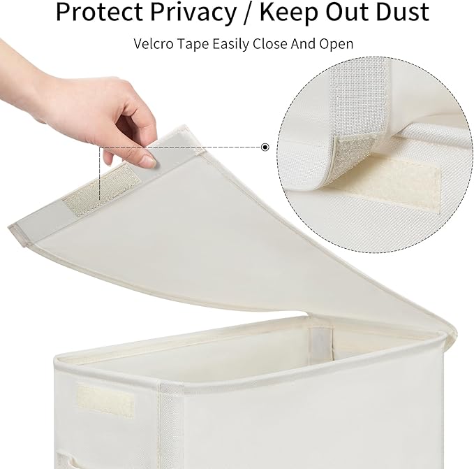 Chrislley Slim Laundry Hamper with Wheels, 45L Narrow Rolling Laundry Basket with Lid, Foldable Dirty Clothes Hamper Portable Skinny Hamper Storage Bins for Dorm, Bedroom (beige)